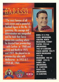 1996 Select AFL Hall of Fame #70 Ron Barassi Back